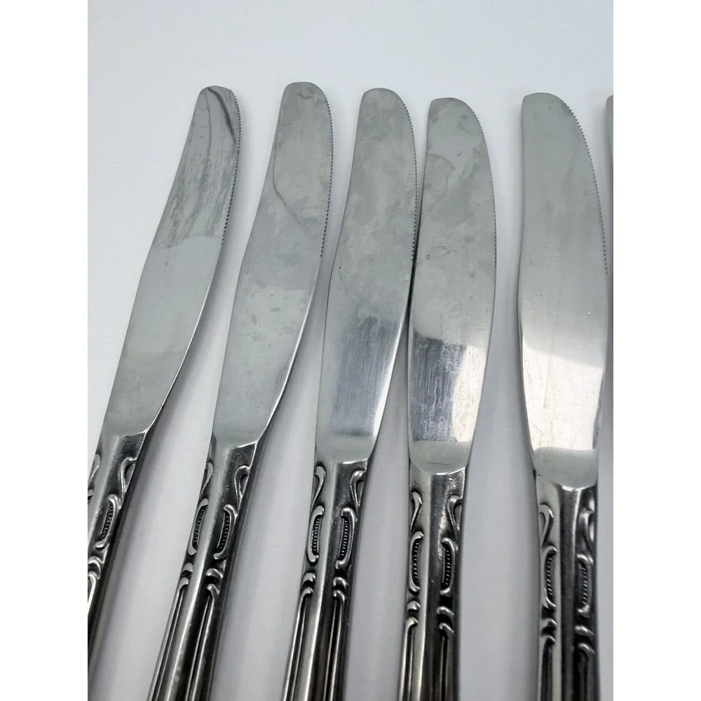 Stanley Roberts DYNASTY Stainless 5 Petal Flower - Set of 7 Dinner Knives